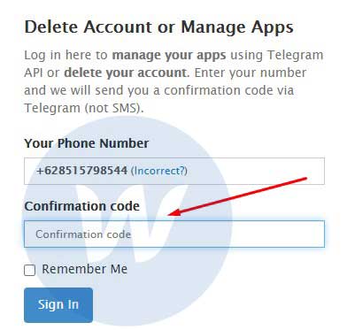 Kode Konfirmasi Deleting Telegram