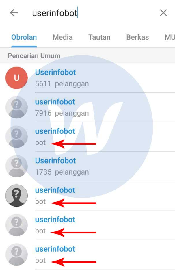 Pencarian Userinfobot